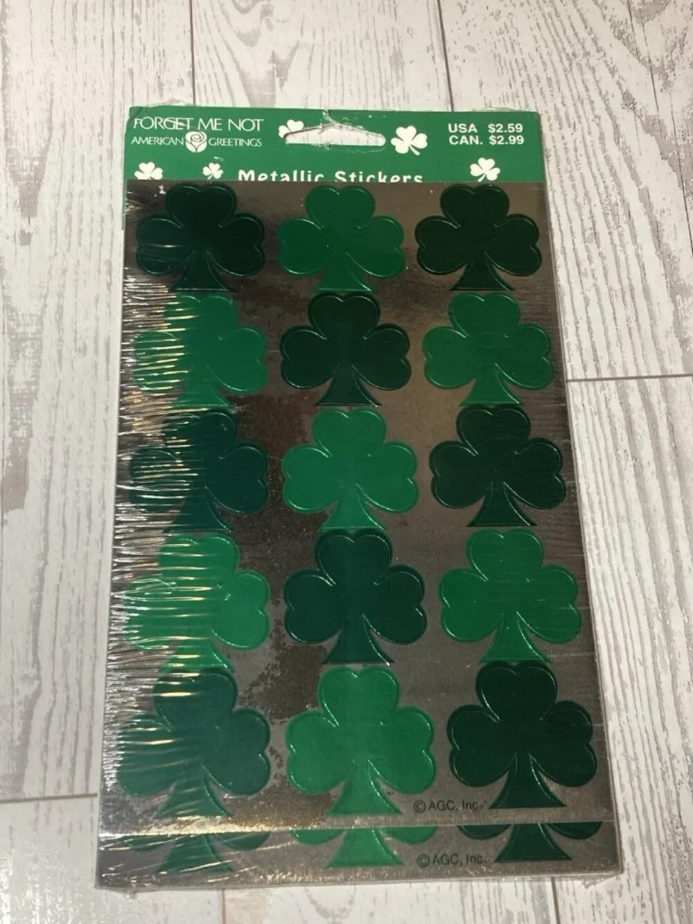 American Greetings St Patricks Day Stickers 4 Sheets Metallic Shamrocks NIP